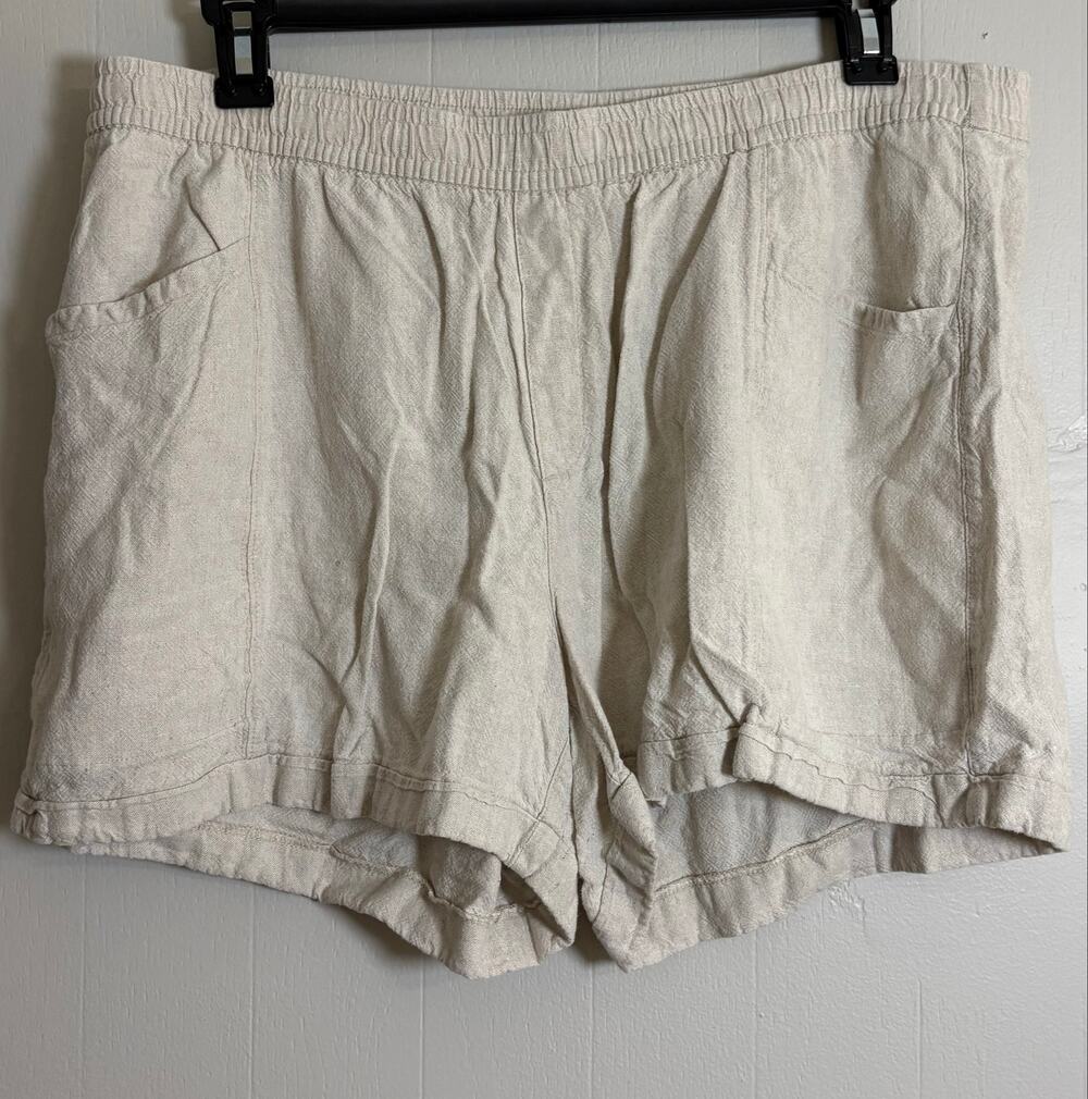 Old Navy Women's Lot of 3 XL Linen Pull On Elastic Waist Shorts Red Cream Black